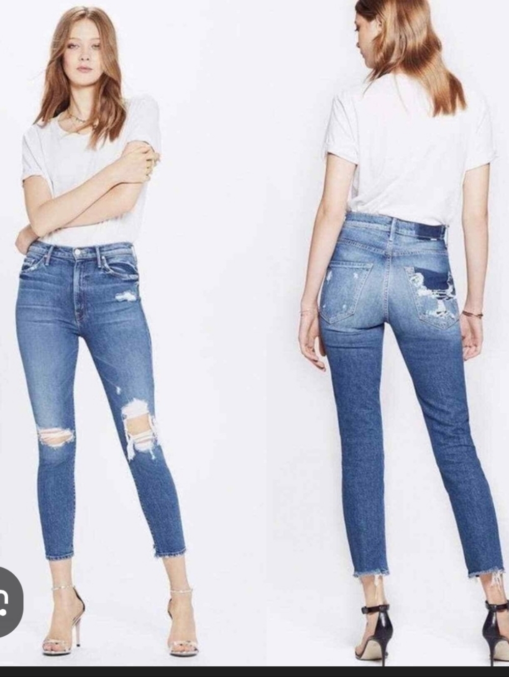 MOTHER Superior The Swooner Crop Distressed Skinny Jeans